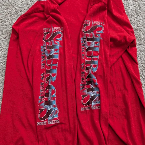 Sturgis Red 2017 77th Annual Bike Week South Dakota Long Sleeve Shirt Size Large - Picture 5 of 9